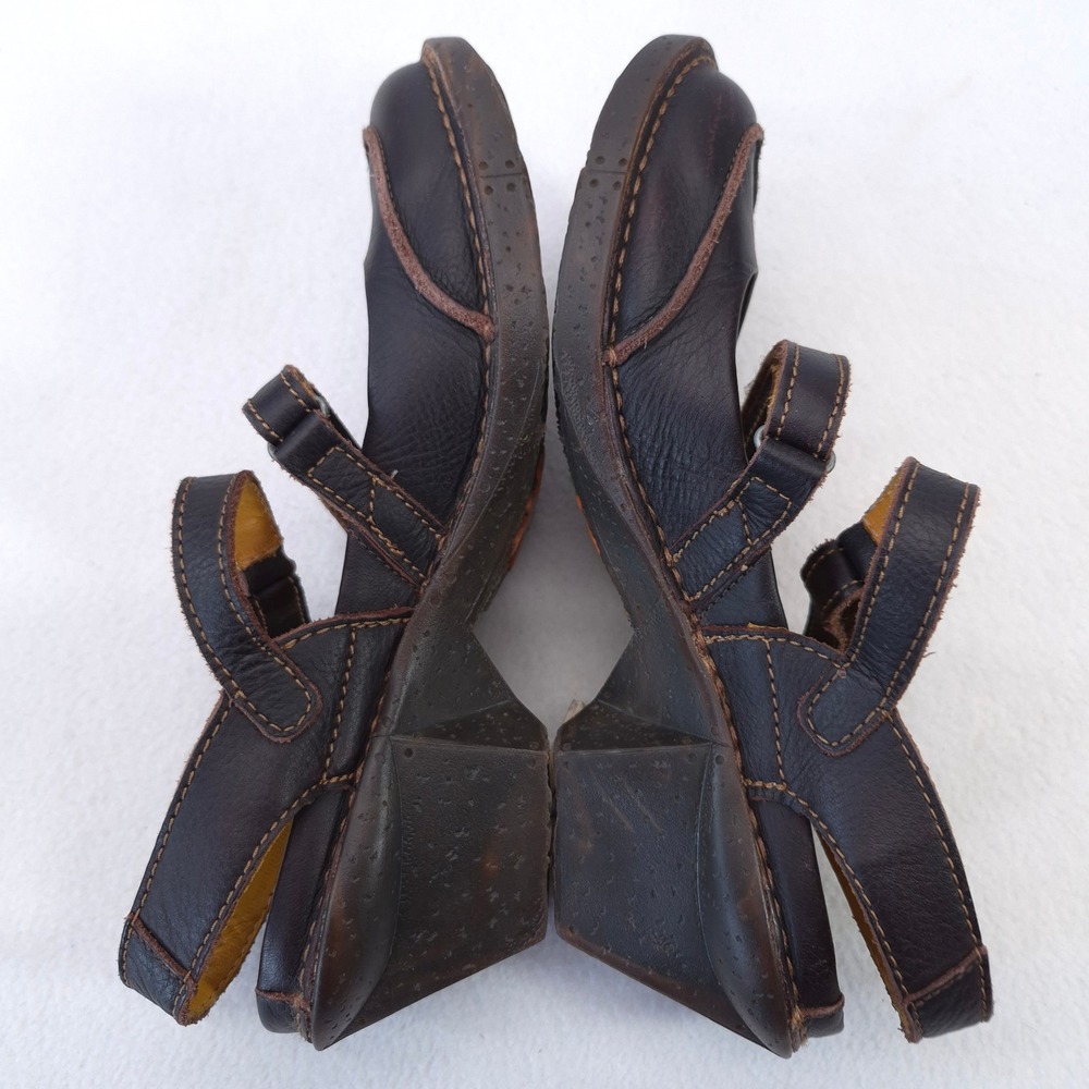 Art Company Mary Jane Wedge Sandals Brown Sz 38 Leather Gorpcore Cottagecore - Picture 8 of 12